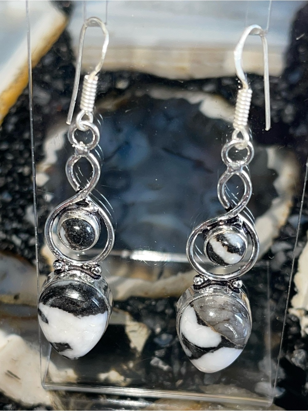 White Buffalo Turquoise Earrings 2 1/2” - Picture 4 of 17